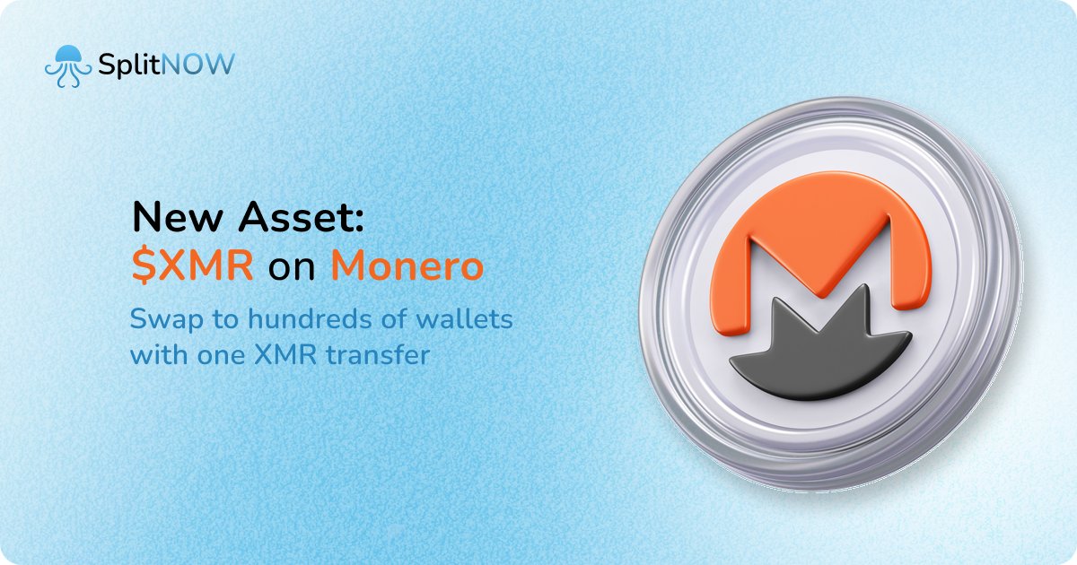 New Listing: $XMR (Monero)

Multi-wallet swaps to and from XMR are now available at: splitnow.io/xmr/sol

Compare the best exchange rates between 30+ <a href="/monero/">Monero (XMR)</a> exchanges and sell XMR in only 1-10 block confirmations, across up to 100 wallets at a time!