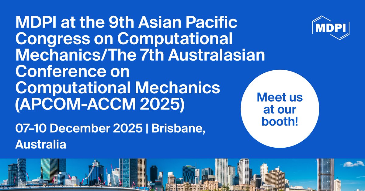 Vibration_MDPI's tweet image. We’re proud to announce that Vibration is sponsoring the APCOM-ACCM 2025 conference!

Stop by our booth to meet the editorial team!

Learn more about the event and our presence:
mdpi.com/about/announce…

#Conference #APCOM2025 #ComputationalMechanics #Vibration #MDPI #OpenAccess