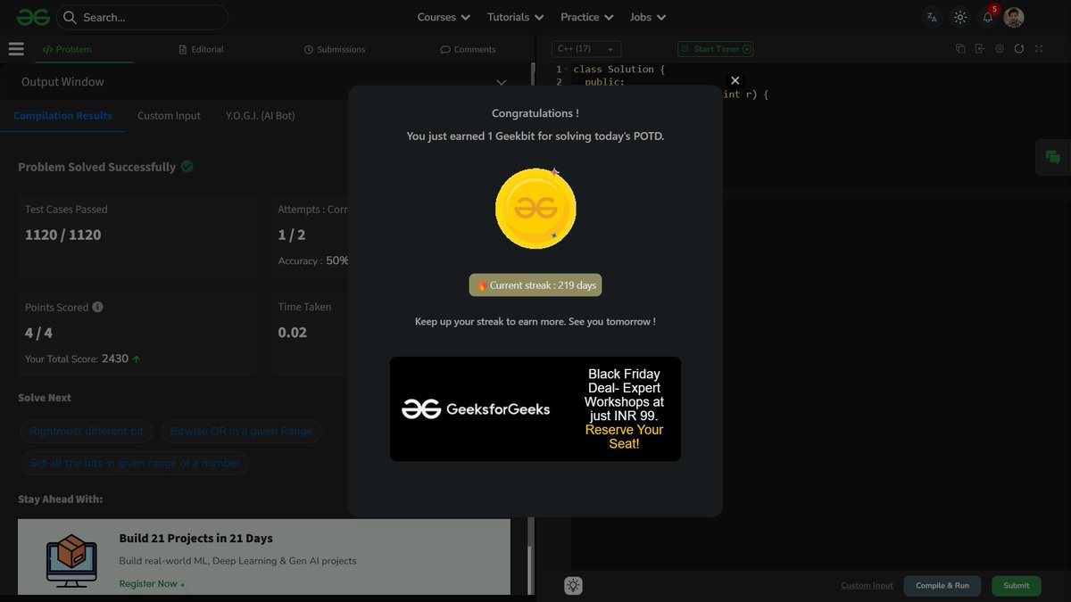 shahidx_05's tweet image. Day 256 – #365DaysOfCode

✅ Paths in Matrix Divisible by K
✅ AND in Range
✅ Codeforces 41A

✨ Let&apos;s connect and grow 🤝

#DSA #LeetCode #GfG #Codeforces #ProblemSolving #LearnInPublic #BuildInPublic