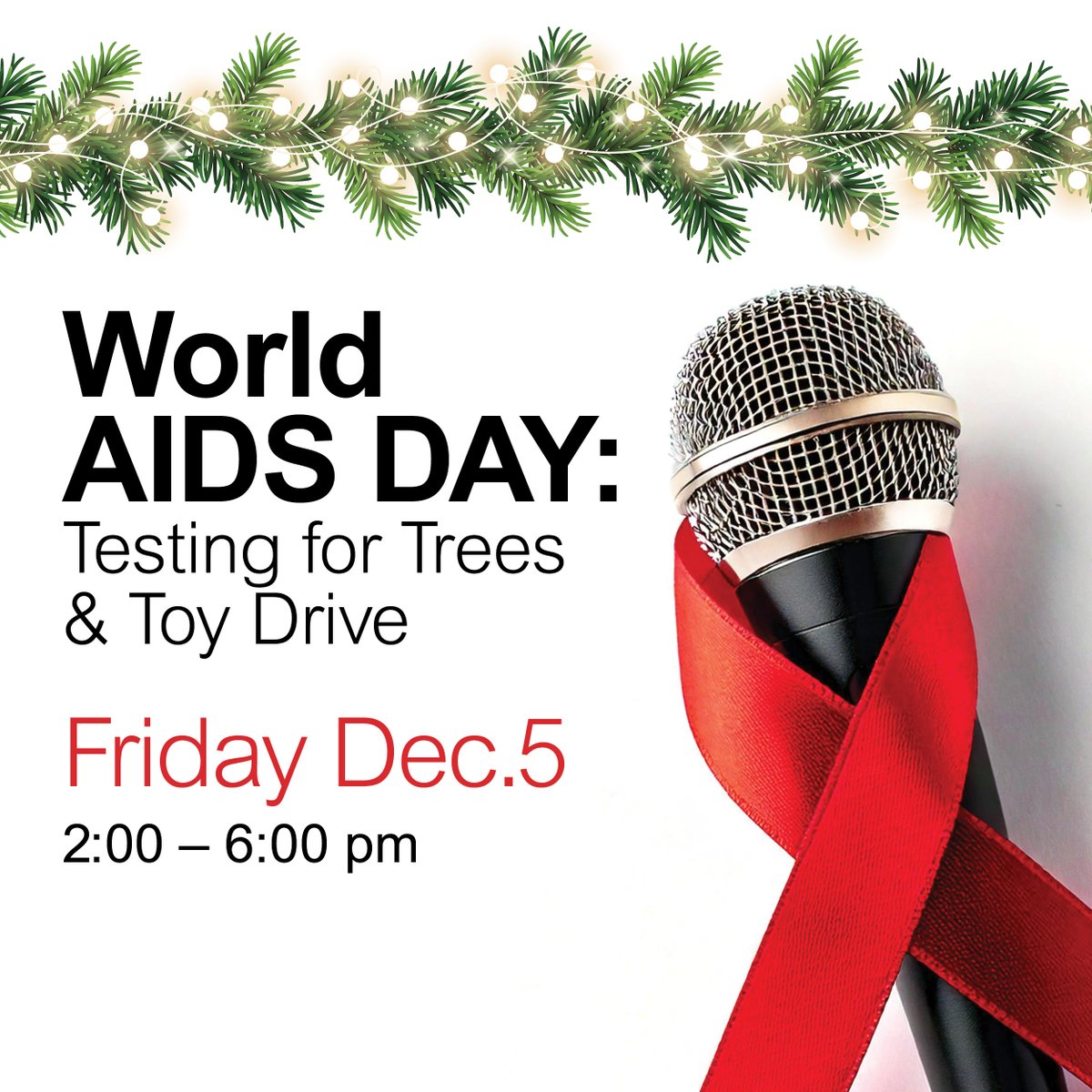 my_bccc's tweet image. Join BCCC 12/5 at 2901 Liberty Heights Ave for World AIDS Day, and the opportunity to take home a Christmas tree when you get tested. An open mic, giveaways, testing and health screenings are sponsored by Park West Health System and Pimlico Terrace Neighborhood Association.