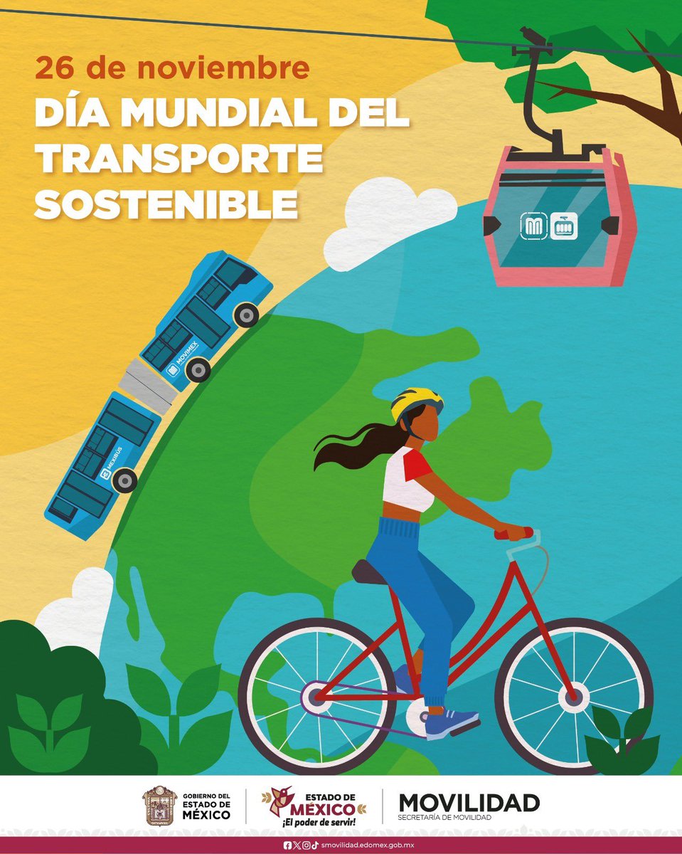 🌍✨ Hoy celebramos el Día Mundial del Transporte Sostenible 🚲🚡🚍 En el #EdoMéx, seguimos impulsando una movilidad que cuida del planeta y mejora la vida de todas y todos. ♻️

¡Juntas y juntos transformamos la movilidad! 🚍✨ #ElPoderDeServir