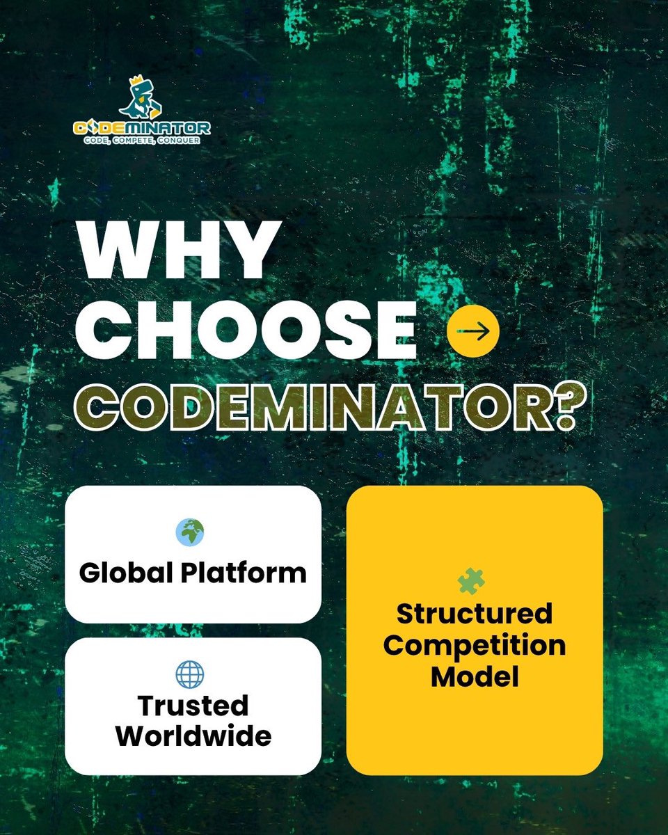codeminator81's tweet image. 💡 Codeminator = Global coding experience for kids! 🌍💻
🌎 Worldwide competition (Grade 1–12)
🧩 Structured learning
🌐 Trusted by educators

🚀 Register for Codeminator 2025 – Dec 17
🌐 codeminator.org

#codeminator #codingforkids #futurecoders