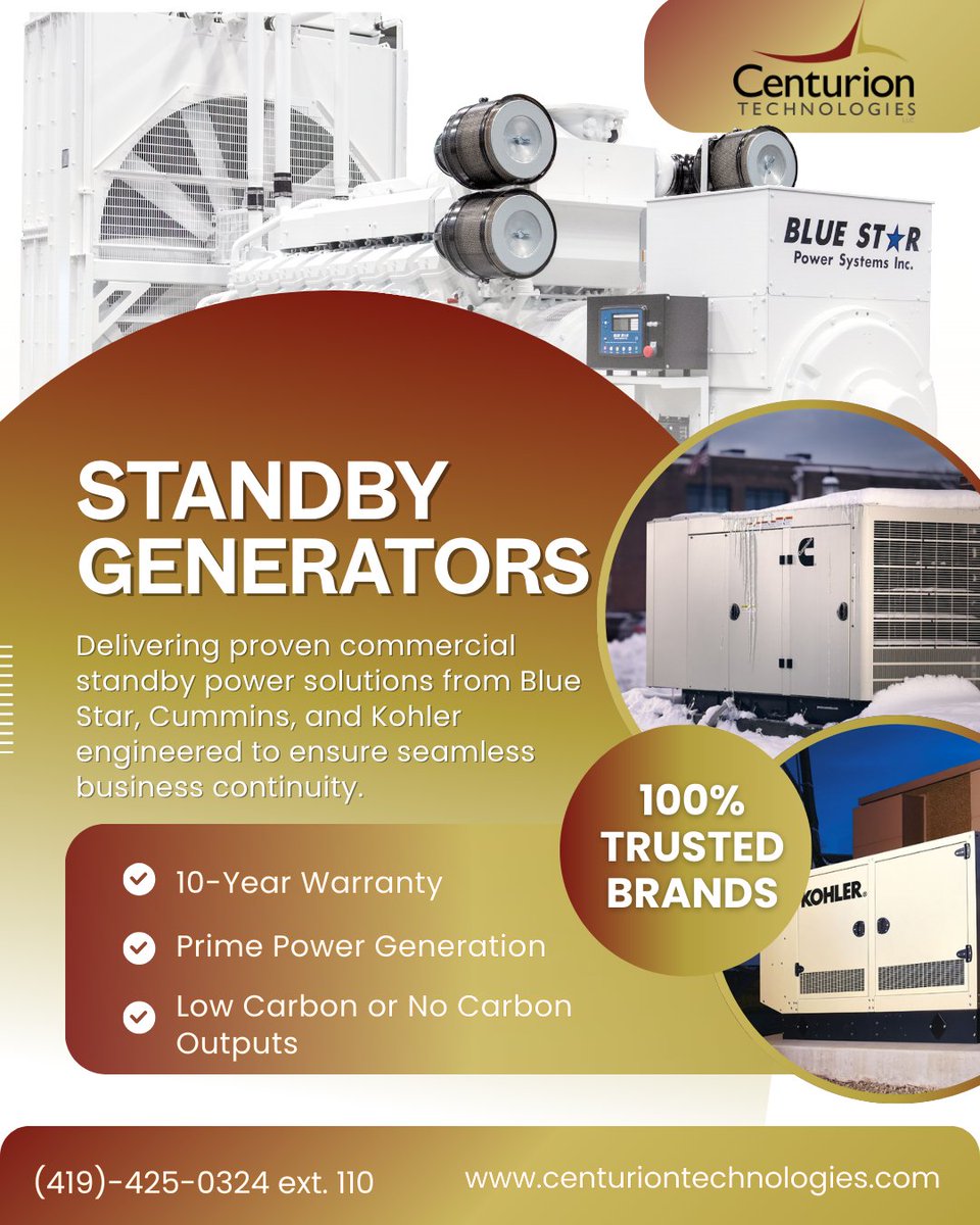 CenturionTecLLC's tweet image. Winter storms and outages can jeopardize critical operations. Prepare your facility with dependable prime power solutions!⚡🌨️ 

Centurion Technologies delivers trusted systems with fuel flexibility, lower emissions, and a 10-year warranty.
 
👉Contact us: centuriontechnologies.com/contact-us/