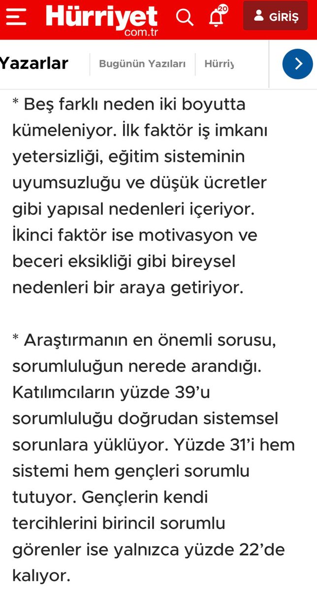 “Geçtiğimiz ay #TürkiyeninNabzı Araştırmamızdan NEET ile ilgili elde ettiğimiz sonuçlar <a href="/Hurriyet/">Hürriyet.com.tr</a>  Gazetesi’nde yayımlanmış ve <a href="/handefrt/">Hande Fırat</a>  tarafından değerlendirilmiştir. Kendisine değerli katkıları için teşekkür ederiz.”
hurriyet.com.tr/yazarlar/hande…