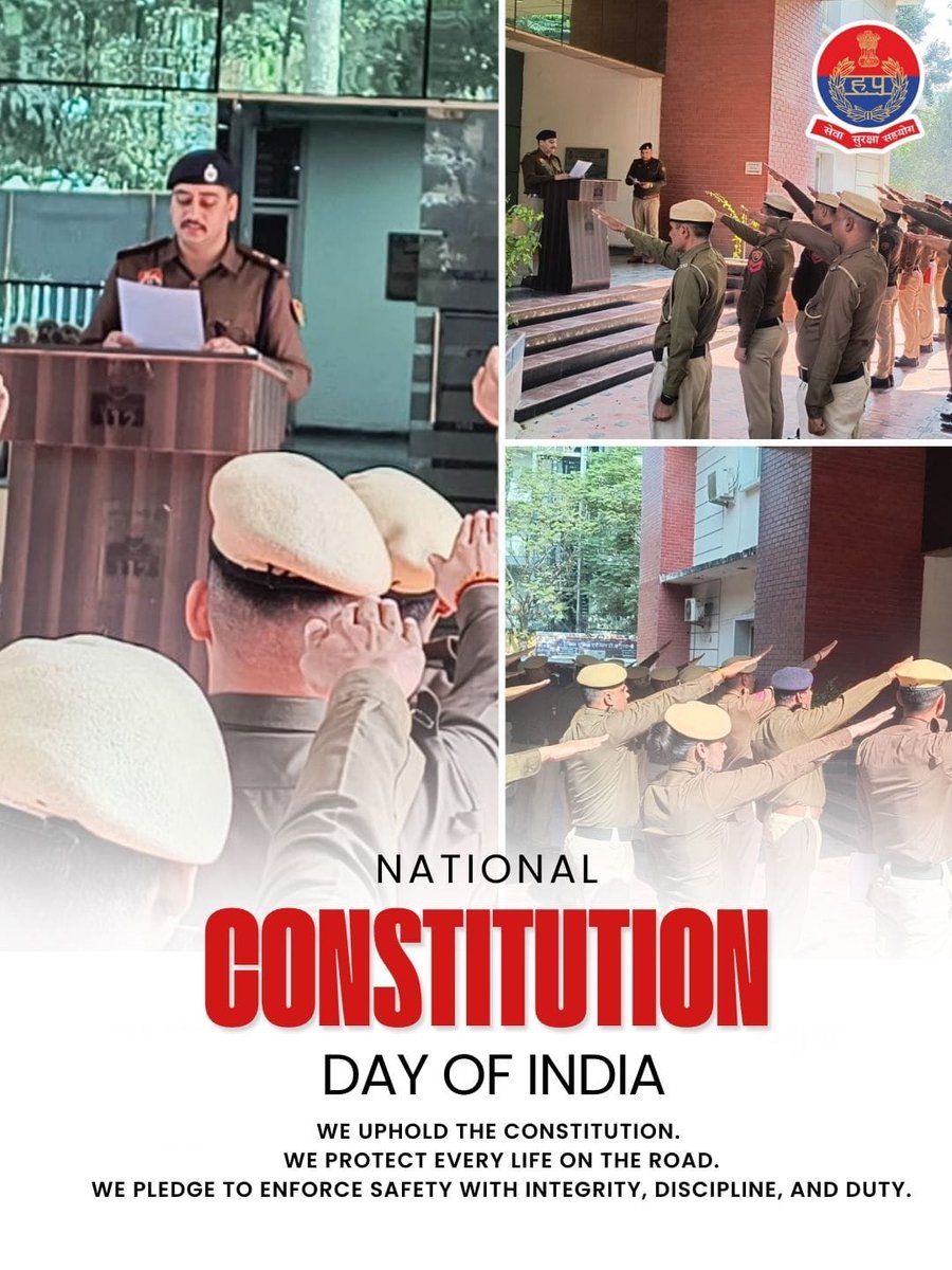 TrafficGGM's tweet photo. We uphold the Constitution. We protect every life. We serve with duty, discipline, and integrity.
On Constitution Day, Gurugram Traffic Police renews its pledge to keep our roads safe.
#ConstitutionDay #GurugramTrafficPolice #RoadSafety #JaiHind https://t.co/E6h2a4Hkkd