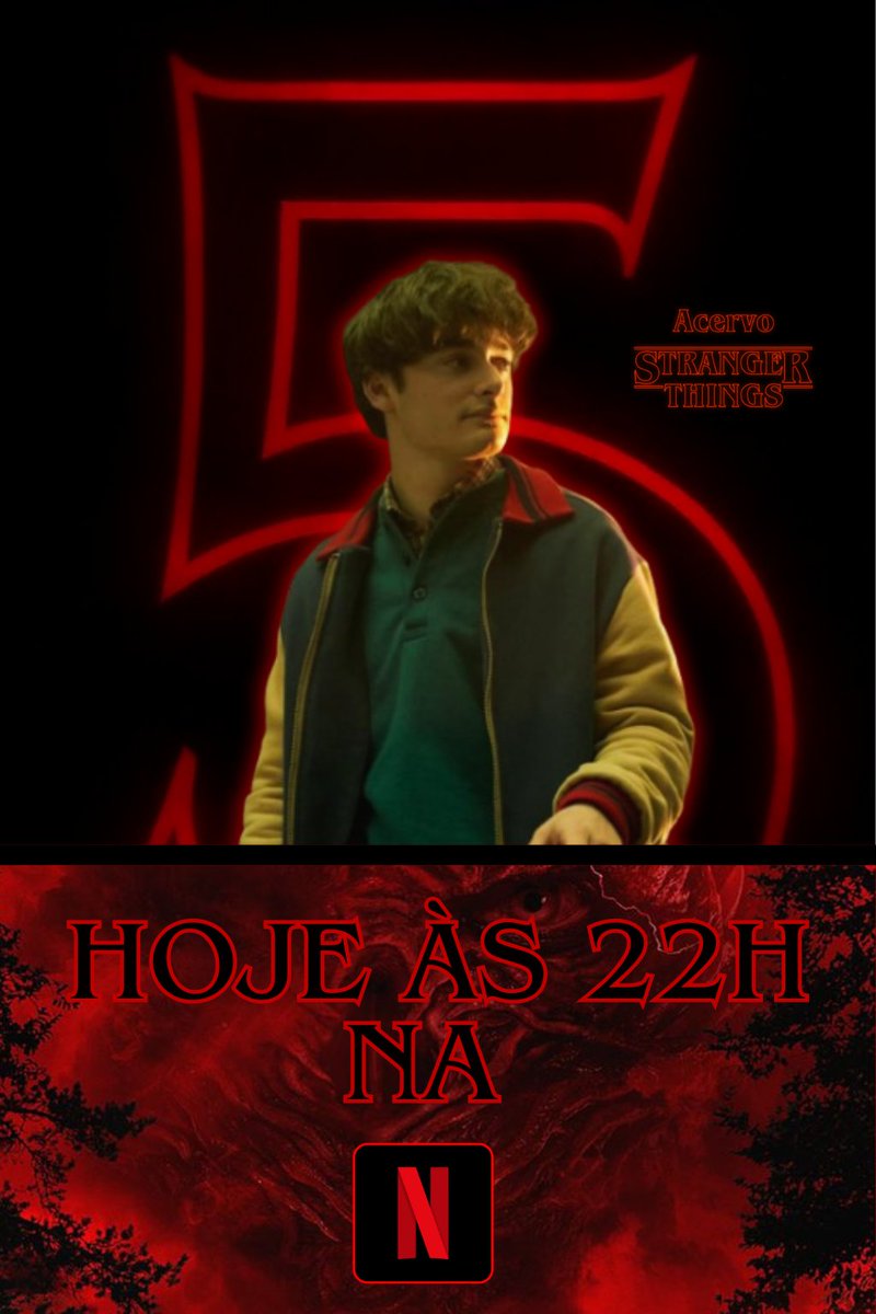 acervobyers's tweet photo. Cuidado com o arrepio na nuca! 

Hora de voltar para Hawkins e assistir a última temporada de Stranger Things que lança hoje às 22h na Netflix! Mas cuidado para não perder a hora, você não vai querer que o monstro dos spoilers te pegue, não é mesmo? 
 
#StrangerThings5 https://t.co/4CLgiBsIRJ