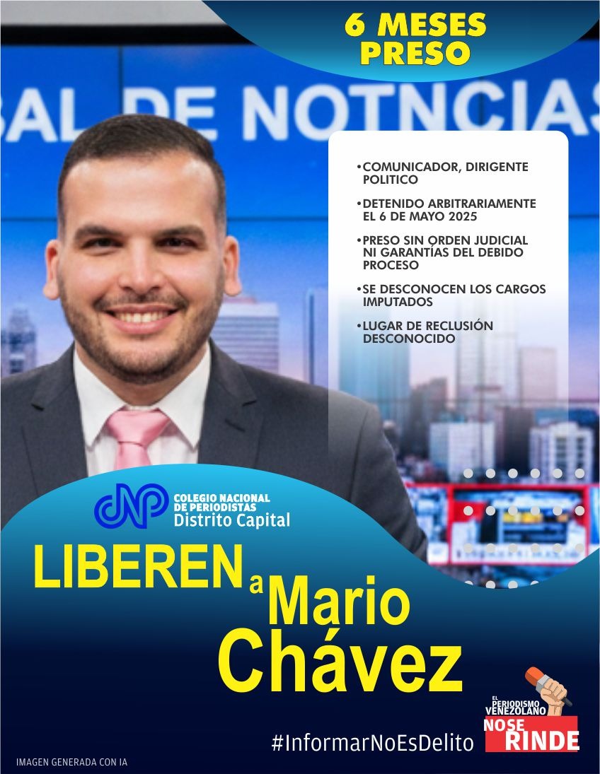 #26Nov | El comunicador y dirigente político Mario Chávez cumplió 6 meses detenido arbitrariamente desde el #6Mayo. Preso sin orden judicial, sin garantías y... ¡se desconocen los cargos imputados y su lugar de reclusión!
Esto es una grave violación de #DDHH. ¡#LiberenAMario