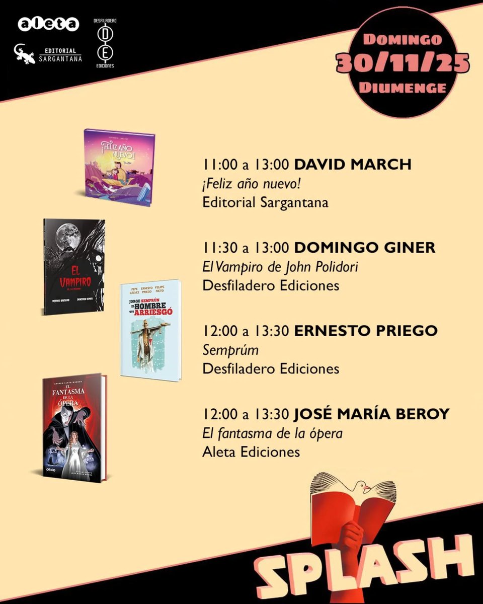 Firmas en <a href="/SplashSagunt/">SPLASH Sagunt</a> de <a href="/aletaediciones/">Aleta Ediciones</a> y Desfiladero. ¡¡Os esperamos!!