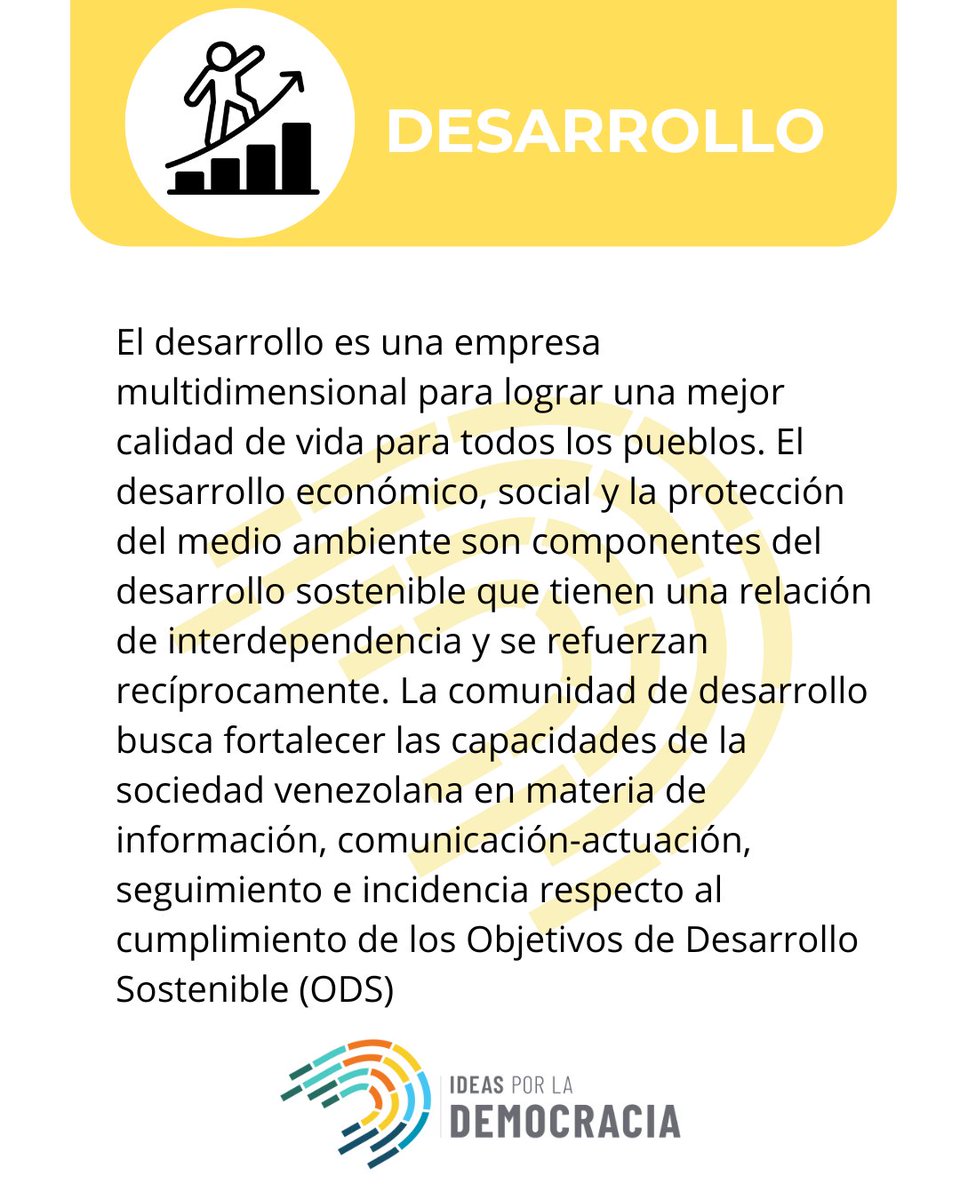 IdeasPorLaDemo's tweet image. 💡 ¡Conoce las Comunidades de #IdeasporlaDemocracia!

📊La Comunidad de Desarrollo busca fortalecer las capacidades de la sociedad venezolana en materia de información, comunicación-actuación, seguimiento e incidencia respecto a los Objetivos de Desarrollo Sostenible  #ODS