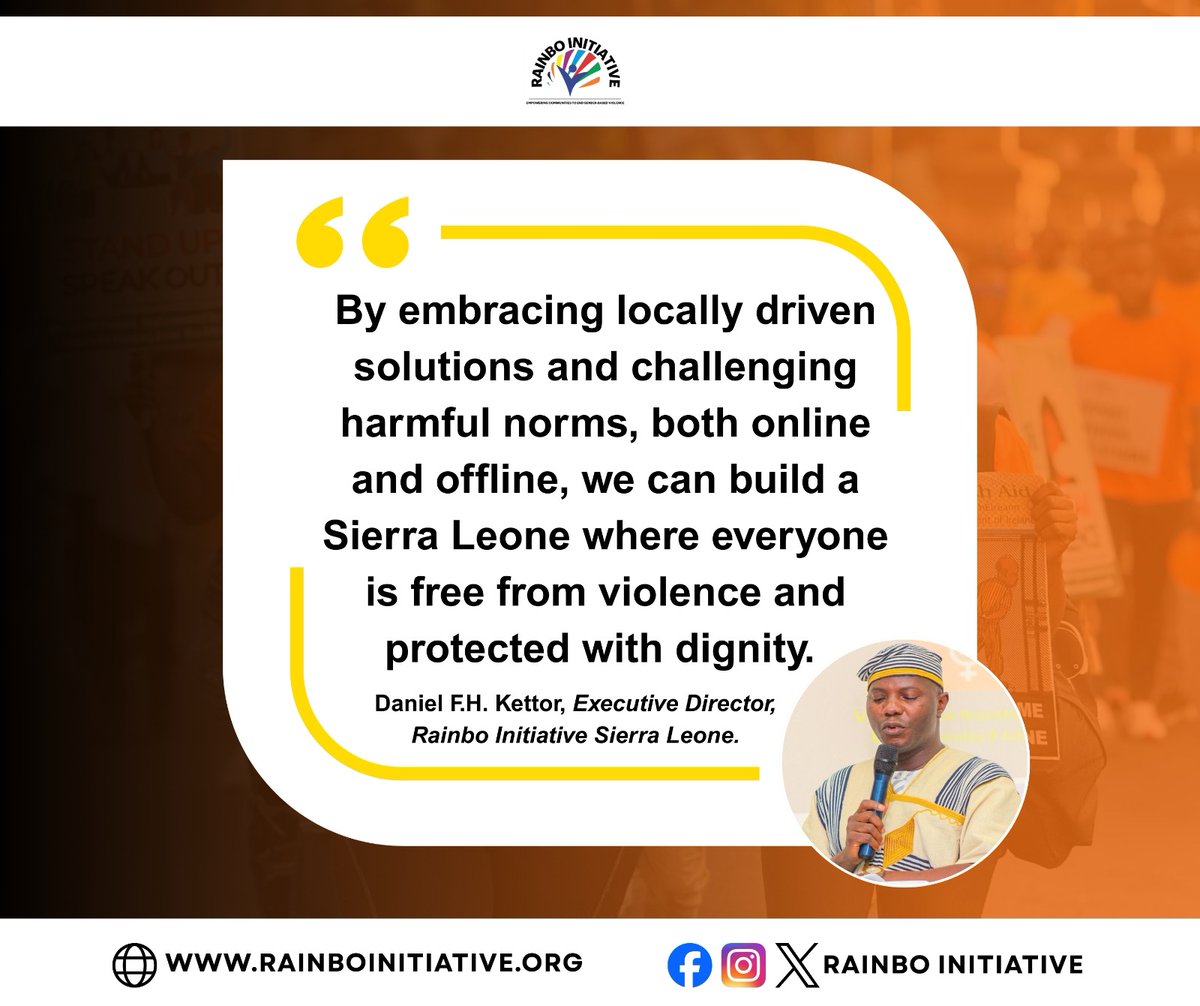 "At <a href="/RainboInitiativ/">Rainbo Initiative</a>, every form of violence, physical, sexual, psychological, or digital, is unacceptable. The moment violence is perpetrated, a crime has been committed," Daniel F.H. Kettor, ED, Rainbo Initiative.

Read more: rainboinitiative.org/empowering-sur…

#EndSGBV #RainboInitiative
