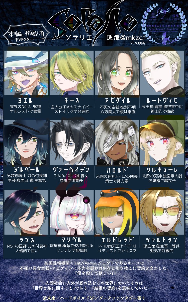 mkzct's tweet image. 『ソラリエ』
キャラと相関図改訂しました！

 漫画③巻まで発売中！
最新話やイラスト等Xfolioで公開しています！
► xfolio.jp/portfolio/mkzct
shopは不定期公開・BOOTHにも飛べます👍

作品への質問・感想お気軽にどうぞ🙌
► wavebox.me/wave/7kugi2i0v…

作品・語り専用タグ
► #空嘘