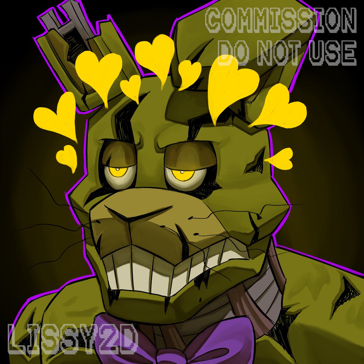 Lissy2D's tweet image. Another commission done!
Springtrap 💛💚💜

#fnaf #Williamafton #Springtrap