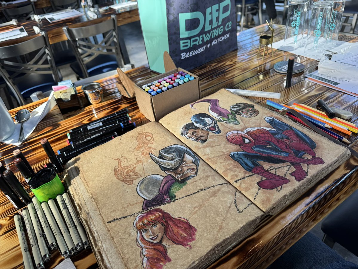 KandzerDesign's tweet image. WIP…75% done with the “SPIDER-MAN” sketch painting. At @DeepBrew this morning painting. They have great coffee, and amazingly awesome breakfast! Sit with me, join me!

#sketch #painting #coffeeart #Coffee #florida #art #wip #noAI #Marvel #Spiderman #comics