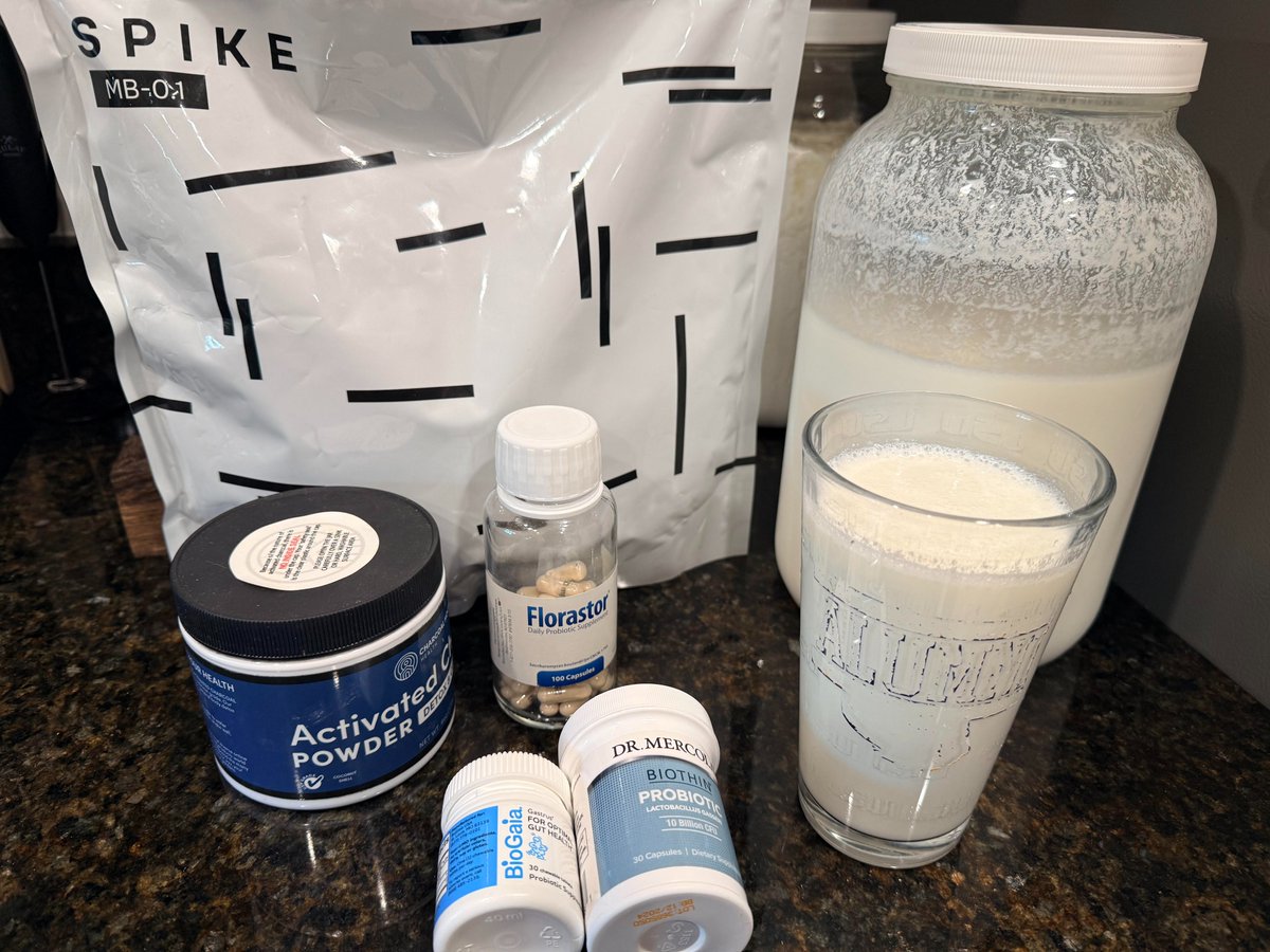 BowTiedPeptide's tweet photo. 🦠Post Antibiotic Protocol🦠

Sometimes we need proven great traditional medical care. Be it cancer treatment or taking a course of antibiotics or both. I was on prophylactic antibiotics for a while after the melanoma surgery. 

My skin was💩

TIme to fix the gut, again.🥛       

I've dialed this for me now after several iterations.

1. Florastor as directed for two-three weeks.
2. BioGia L. Reuteri chewables as directed
3. Dr. Mercola L. Gasseri as directed
4. Lots of homemade kefir
5. Hydration with SPIKE MB.01
6. Binder so often with Activated Charcoal

After about 3-4 weeks my skin has returned to normal. I feel... not inflamed and this protocol hopefully gets you back up and going after an antibiotic run.