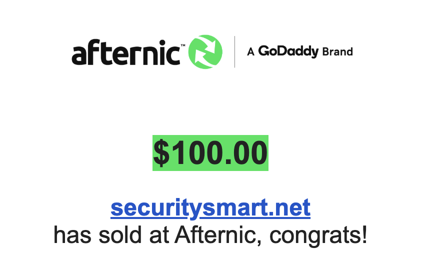 SecuritySmart .net
has sold $100 at @Afternic!

#domain