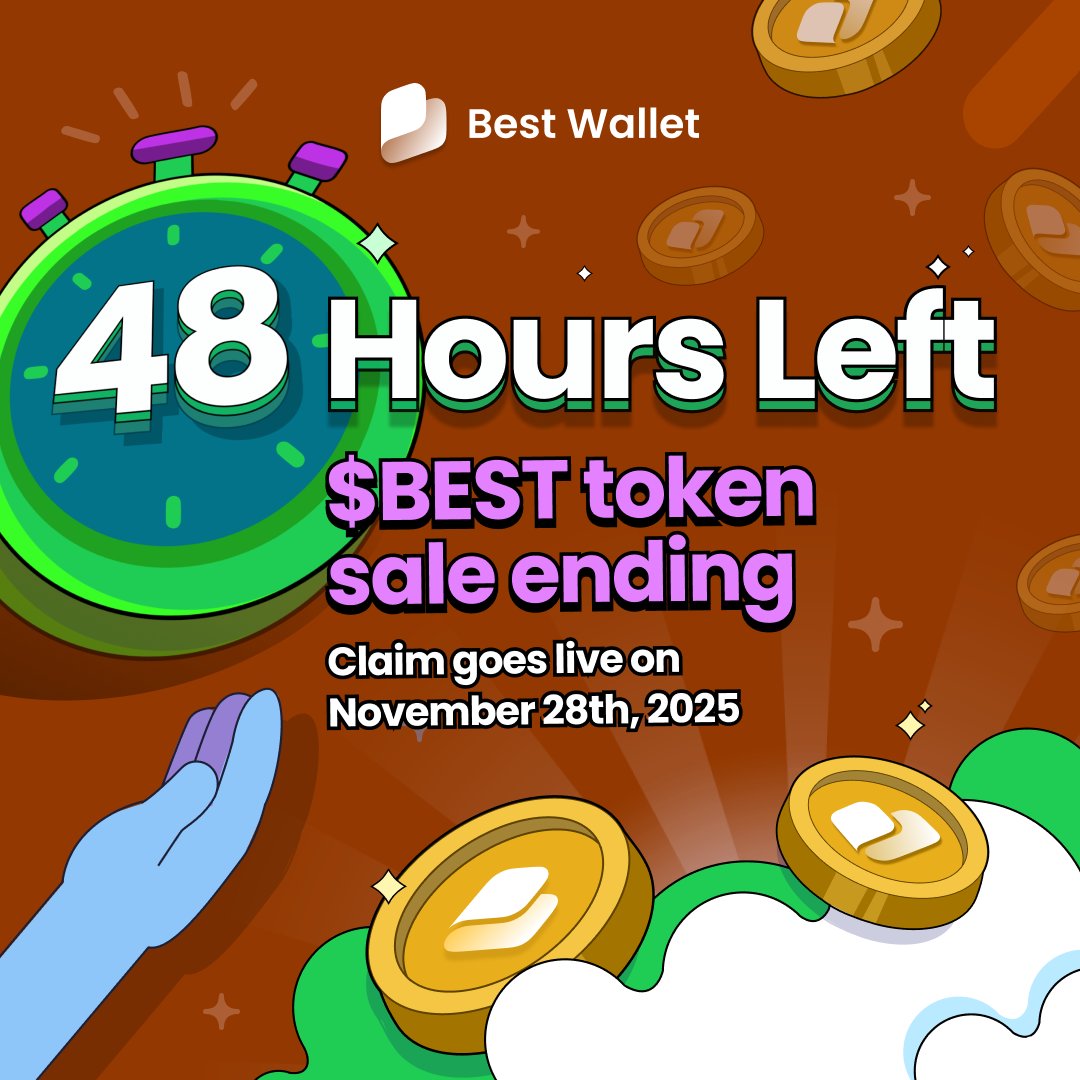 🚨 Less than 48 hours left until launch! 🚨

The $BEST claim goes live this Friday, November 28th at 12 PM UTC.

Don’t miss out 📲 buff.ly/3foLPy2