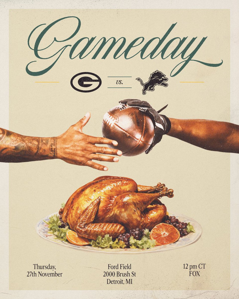 packers's tweet image. &quot;Thanksgiving and football. Some things just go together greatly.&quot;