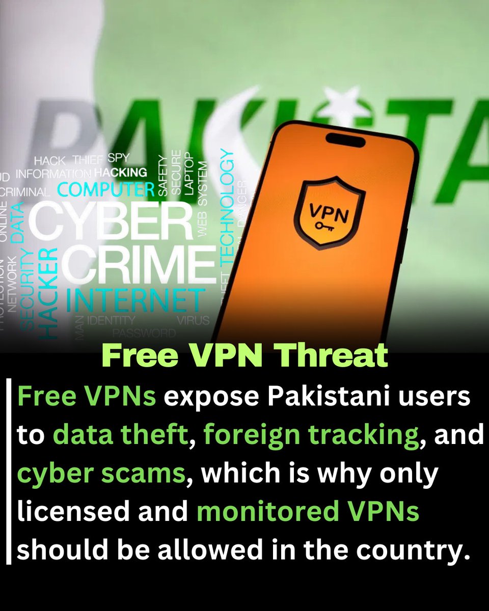 aghaalirehman's tweet image. Businesses and citizens using unverified VPNs face legal and operational risks. Enforce compliance with licensed VPNs to safeguard Pakistan’s digital ecosystem. #DigitalSecurity #TechPolicy #CyberProtection