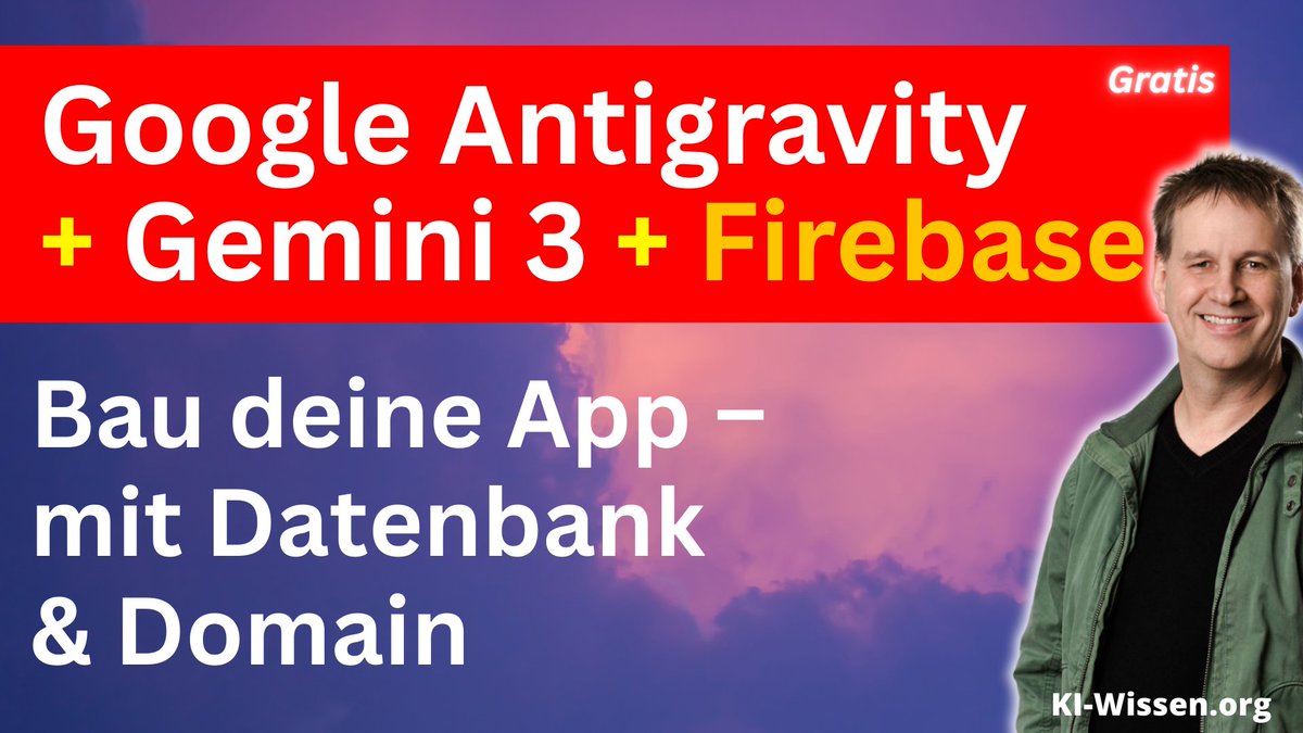Neue Webapp in Minuten – komplett mit KI gebaut.
In meinem neuen Video zeige ich, wie du mit #Antigravity eine Landing-Page erstellst, E-Mails automatisch in Firebase speicherst und die App  unter eigener URL veröffentlichst. youtu.be/U55hNBlo9RQ
