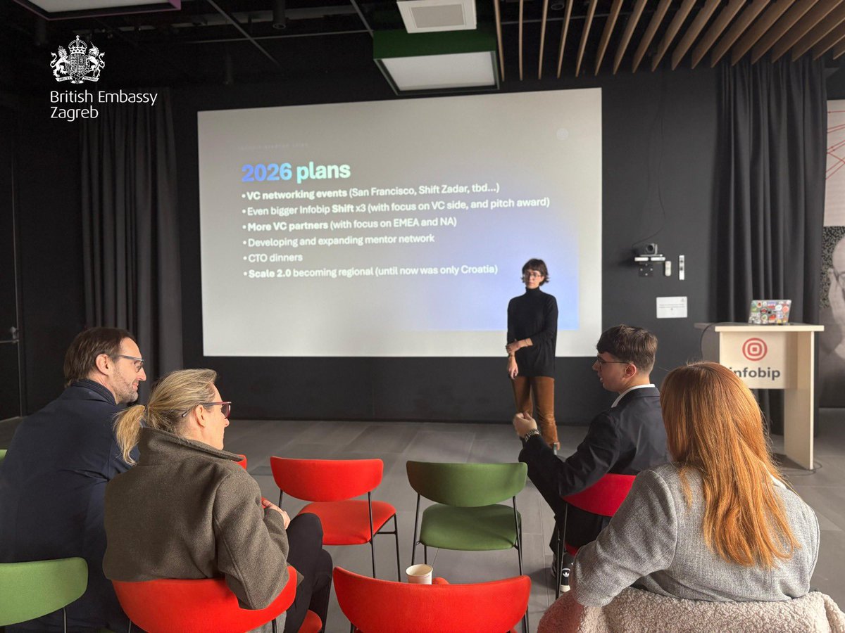 UKinCroatia's tweet image. As part of the #DeepTech Bootcamp, our Deputy Ambassador Samantha Dunger joined UK mentors to visit Infobip, Croatia’s first unicorn with its global HQ in the UK.
From scaling globally to helping founders through Startup Tribe, Infobip shows what 🇬🇧🤝🇭🇷 collaboration can achieve