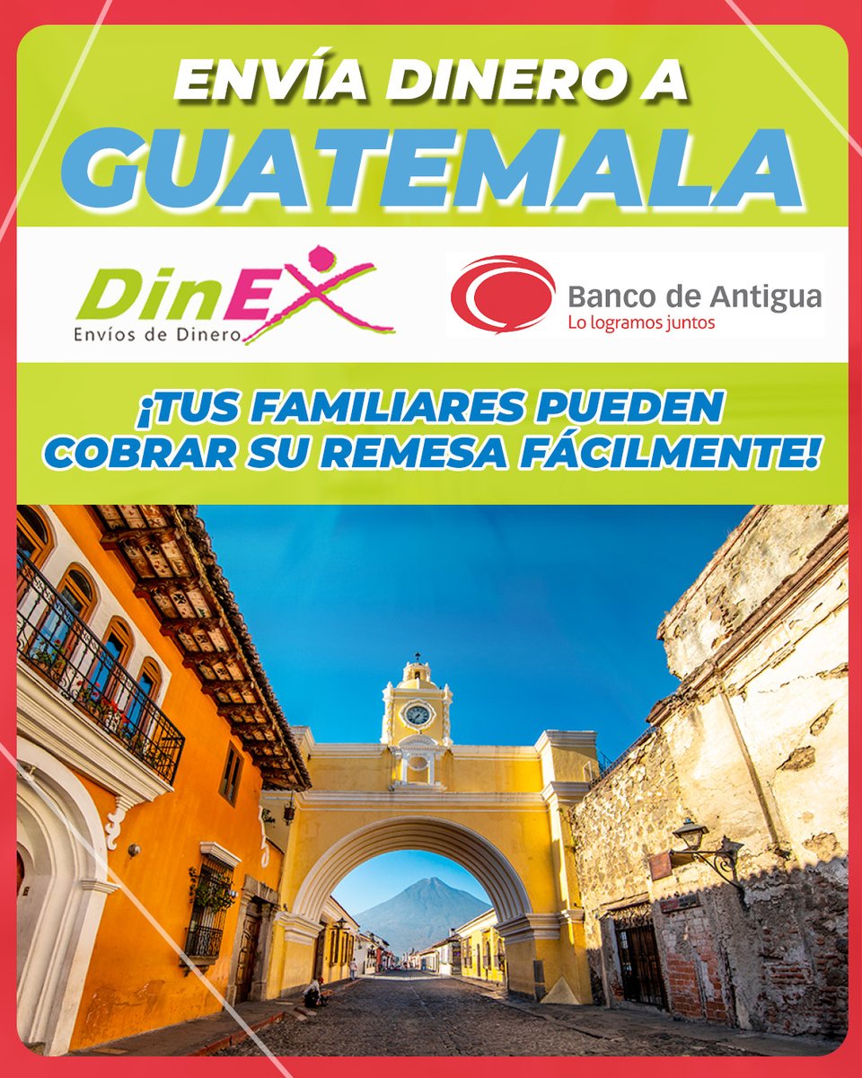 Tus familiares en #Guatemala pueden cobrar su remesa en #BancodeAntigua!

Envía tu dinero de forma fácil y segura a tus familiares. 💵
Conoce todos los servicios y coberturas que Dinex tiene para ti en ↗️ dinexenvios.com

#REMESAS #enviodedinero #enviadinero
