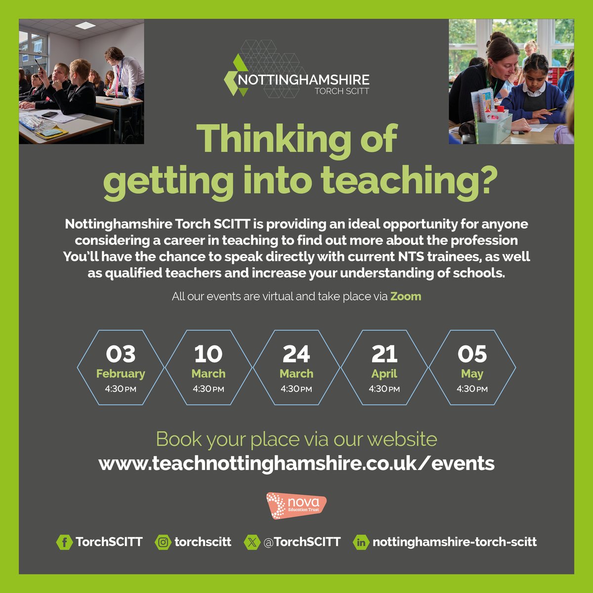 TorchSCITT's tweet image. Thinking about becoming a teacher?

Join one of our Get Into Teaching online sessions and discover how @TorchSCITT can support you every step of the way. Learn about all the teacher training routes, entry requirements, application process, interview preparation, placement…