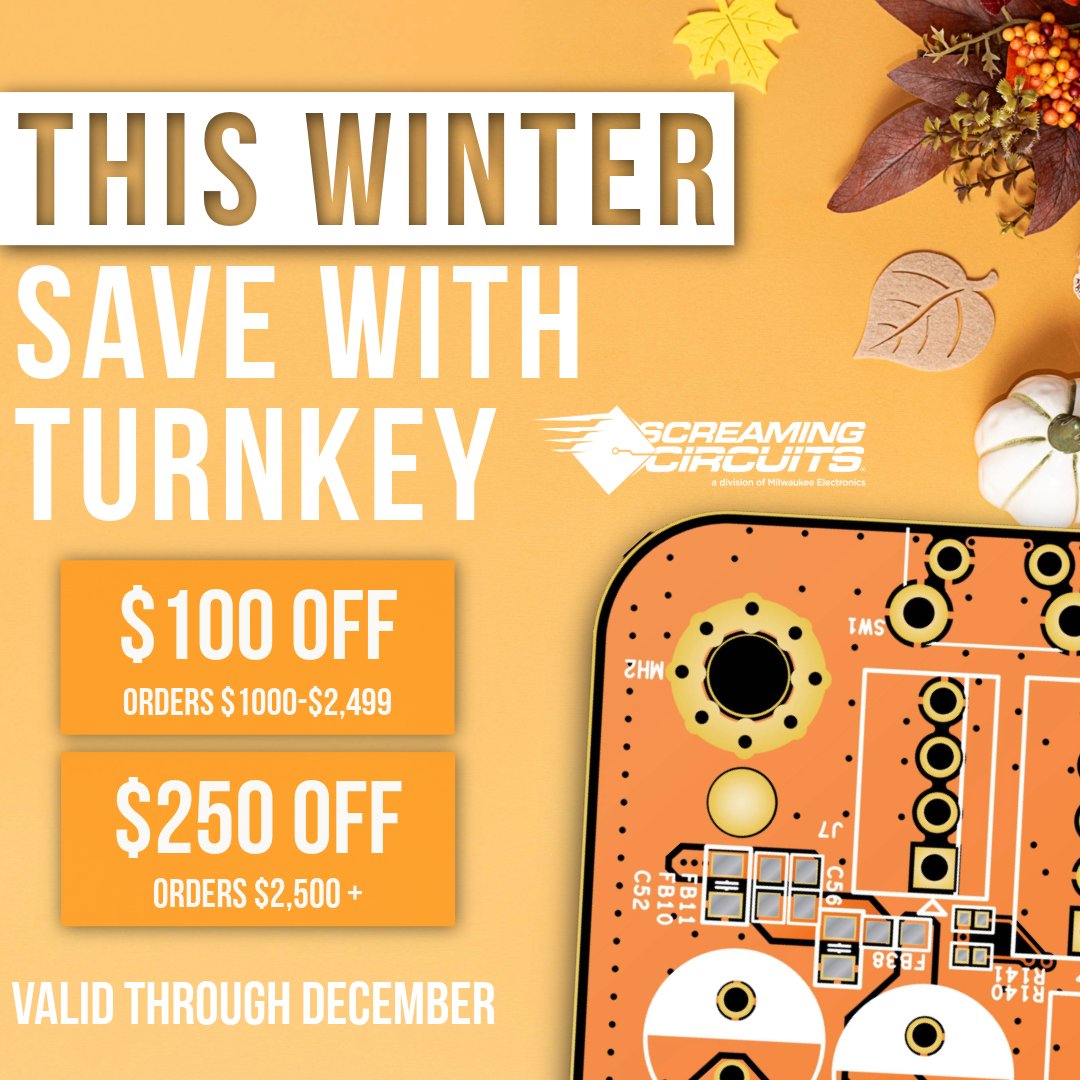 pcbassembly's tweet image. Boost your build speed and save! Get $100 off turnkey assembly orders from $1,000 to $2,499 or $250 off orders of $2,500 and above with code WIN25-250. Start your quote today: bit.ly/49N9CZk
#pcbassembly #electronics #manufacturing #prototype #engineering #pcbfabrication