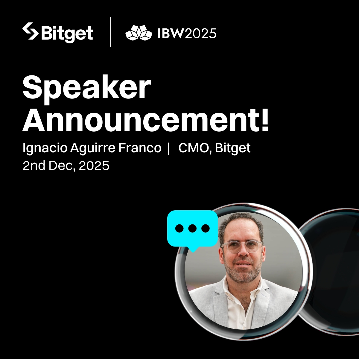 bitget's tweet image. Join our CMO @ignaciobitget at India Blockchain Week!  🇮🇳

He&apos;ll break down “Digital Asset Treasuries” and how Bitget’s UEX vision unifies crypto, tokenized assets, and intelligent tools for a seamless trading experience. 🔆

#EventWithBitget @IBWofficial