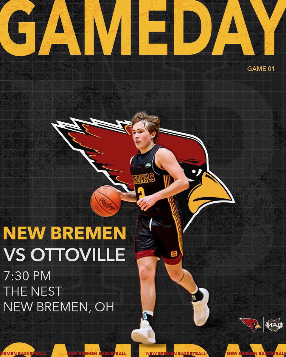 NewBremenBBK's tweet image. 🏀GAME DAY🏀
⏲️Freshmen game starts at 5:00 with the JV and Varsity to follow
🆚Ottoville Big Green
📍The Nest
#ACTS