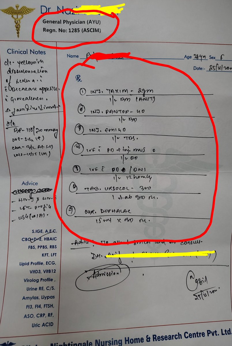 DocPriyamMD's tweet image. This is the prescription of an Ayurvedic doctor.
Can someone explain why every single drug written here is allopathic?

We see hundreds of such prescriptions of homeopathy, Ayurveda, “traditional healers” casually writing even powerful antibiotics like Meropenem for simple…