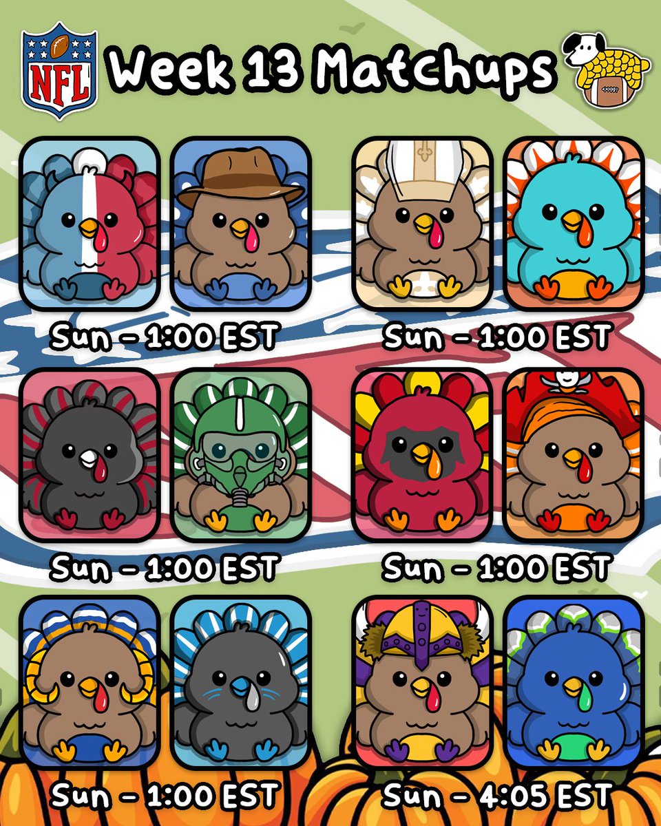 CornDoggyLOL's tweet image. NFL Week 13 Matchup Doodles (Turkey Edition) 🙂