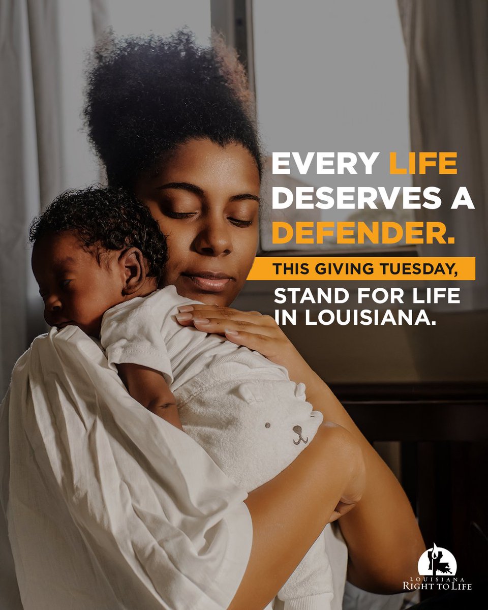 Every life deserves a defender.

This Giving Tuesday, help us protect babies, support moms, and build a culture of life in Louisiana.

Give today and be a voice for the voiceless: GivePreauxLife.org
