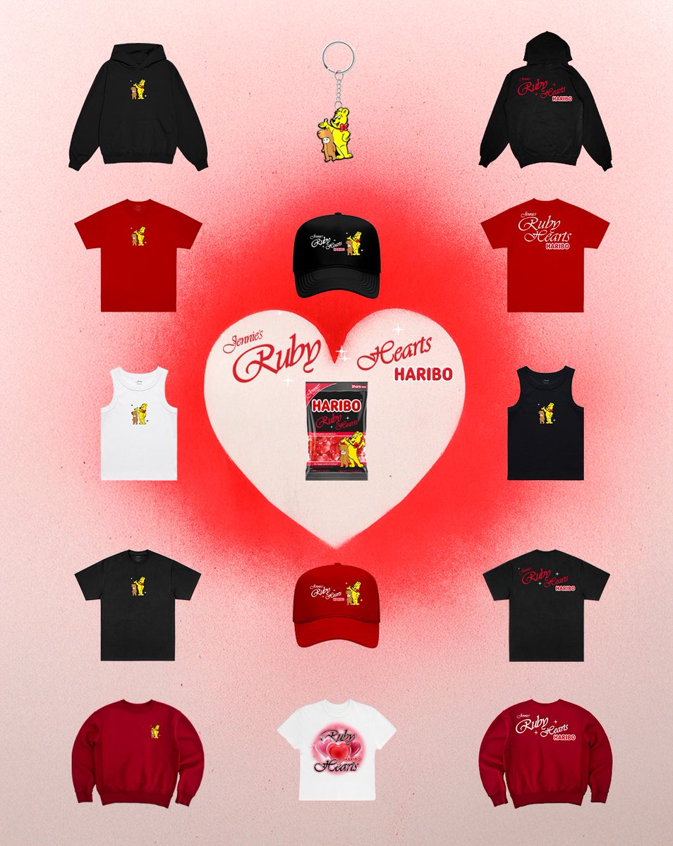 oddatelier's tweet image. The limited JENNIE x Haribo Collection is now live ♥️🧸

🔗lnk.to/JennieRuby

Gummies available at @Target in the US, while supplies last 🧸

#JENNIE #제니 #JENNIExHARIBO #OA