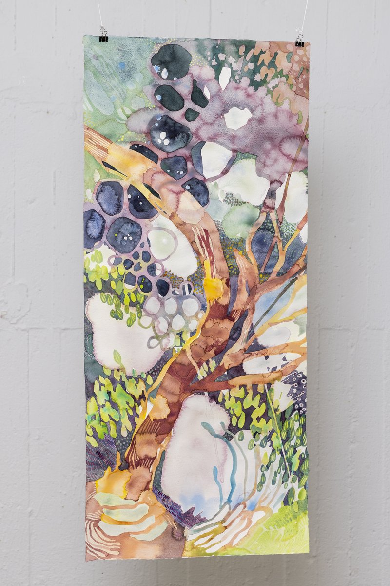 水彩画、ため息出るくらい美しいです。石の表面や植物の蔓、じっと絵を