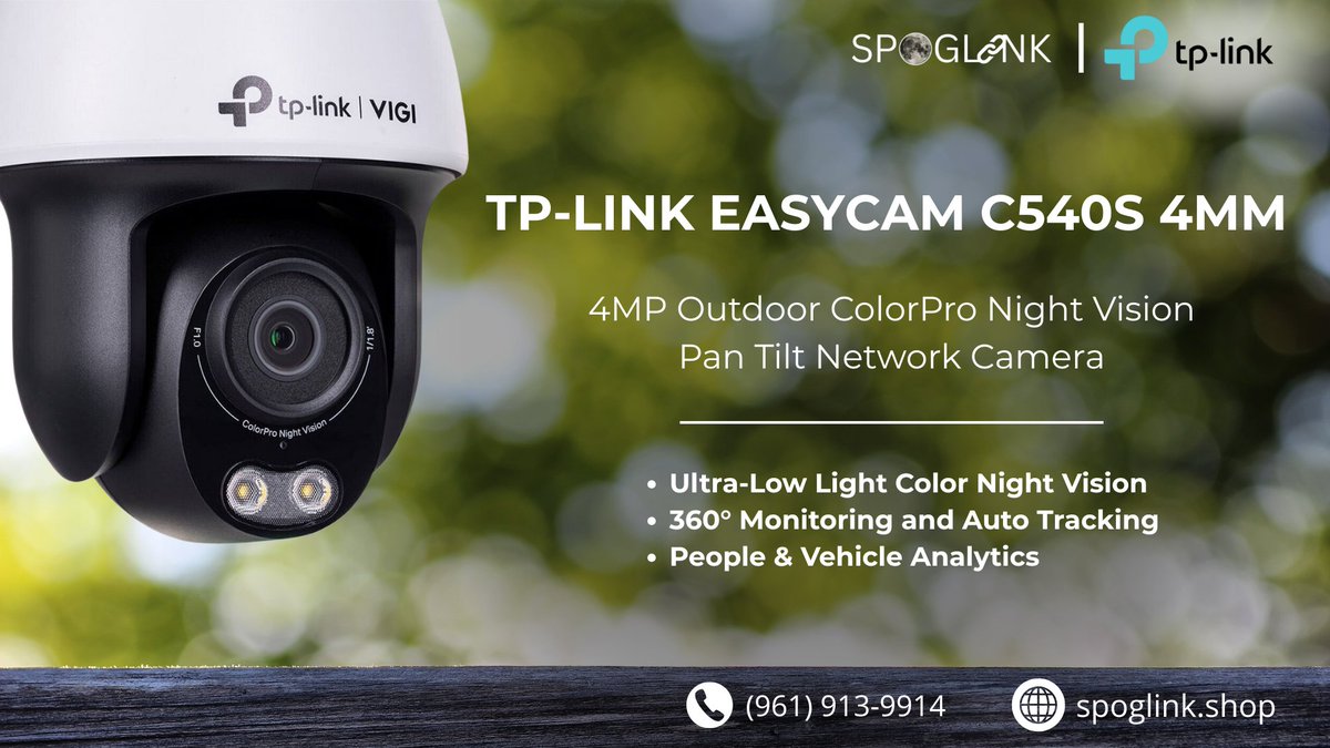Spoglink's tweet image. TP-Link EasyCam C540S — 4MP ColorPro Night Vision + 360° smart monitoring.

Shop: spoglink.shop
Contact: (961) 913-9914

#Spoglink #TPLINK