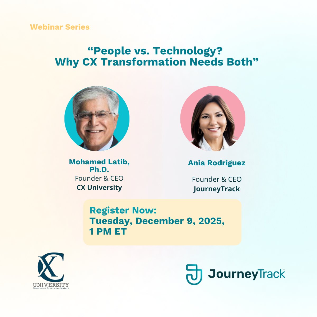 JourneytrackCJM's tweet image. #CX Tech Meets CX Talent: Let’s Talk #Transformation

This isn’t theory—it’s battle-tested insights from the field.
📅 Date: Tuesday, December 9, 2025
⏰ Time: 1 PM ET

👉 Register now: bit.ly/4odYHfF

#ThoughtLeadership  #DigitalTransformation #CXEducation
