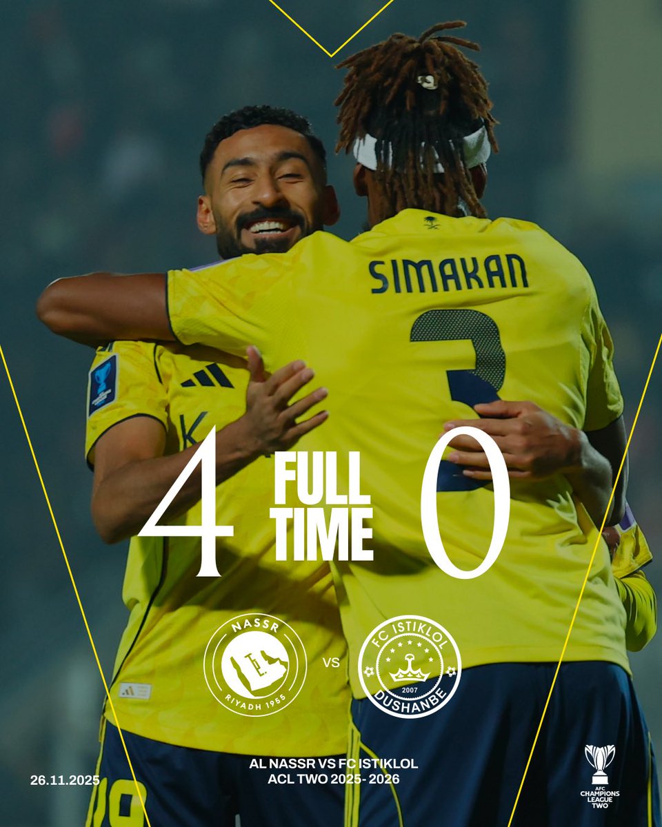 🔚 | صافـرة النهايـة! 👏

النصر 4 - 0 استقلول
⚽ جواو فيليكس
⚽ محمد سيماكان
⚽ ساديو ماني 
⚽ أيمن يحيى
#النصر_استقلول