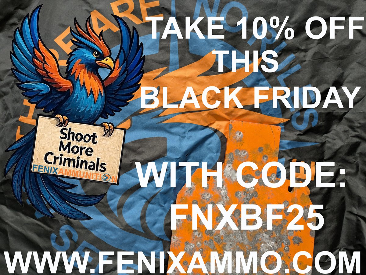 FenixAmmunition's tweet image. Since the entire country has decided Black Friday actually starts on Wednesday, we are live as of now!

10% off now through Monday on everything.