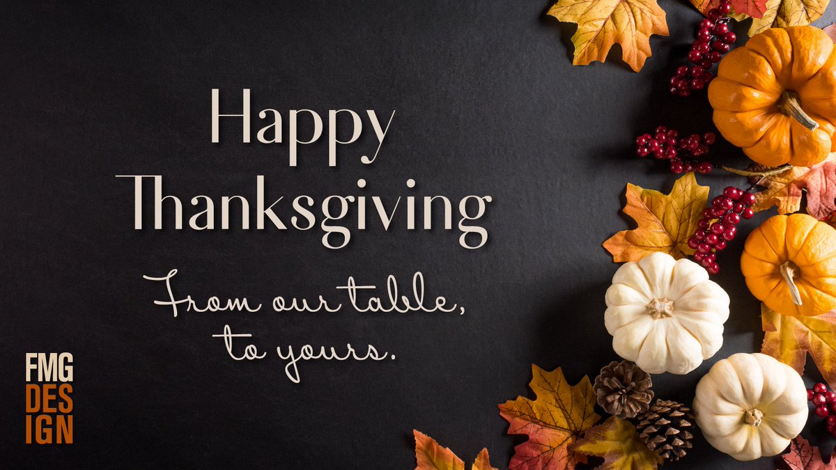 FMGDesignInc's tweet photo. We’re grateful for the partnerships, projects, and creative opportunities this year has brought. We wish all our clients, friends, and families a wonderful holiday filled with joy and good company.

Happy #Thanksgiving! 🍾🦃💕

#fmgdesigninc #experientialgraphics #thanks https://t.co/Mesnydnc3a