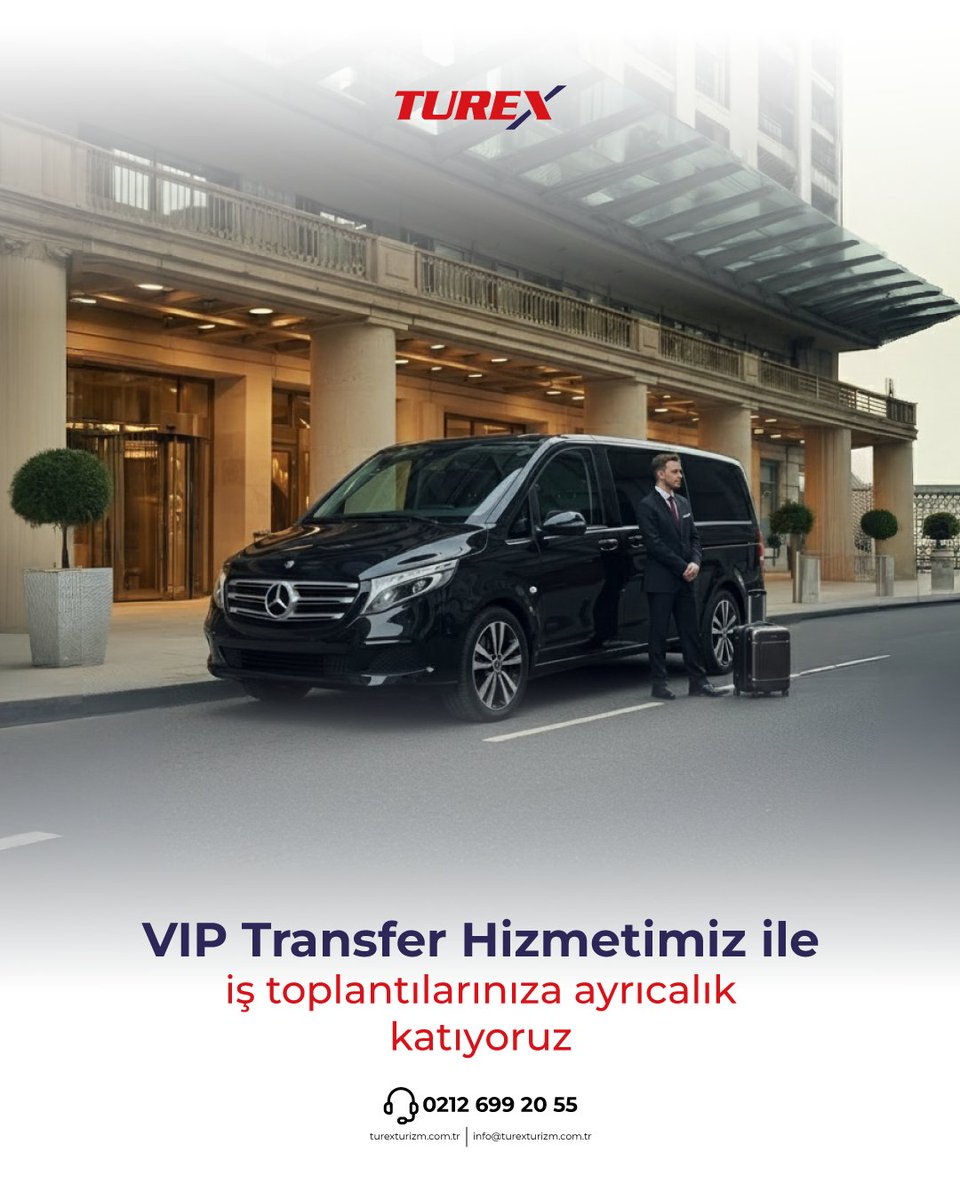 Toplantılarınızda, önemli randevularınızda veya özel misafirlerinize…
Turex VIP Transfer ile her yolculuğa ayrıcalık katıyoruz. 🚘✨

#Turex #VIPTransfer #KurumsalTransfer #ŞoförlüAraç #İşDünyası #KonforluYolculuk
