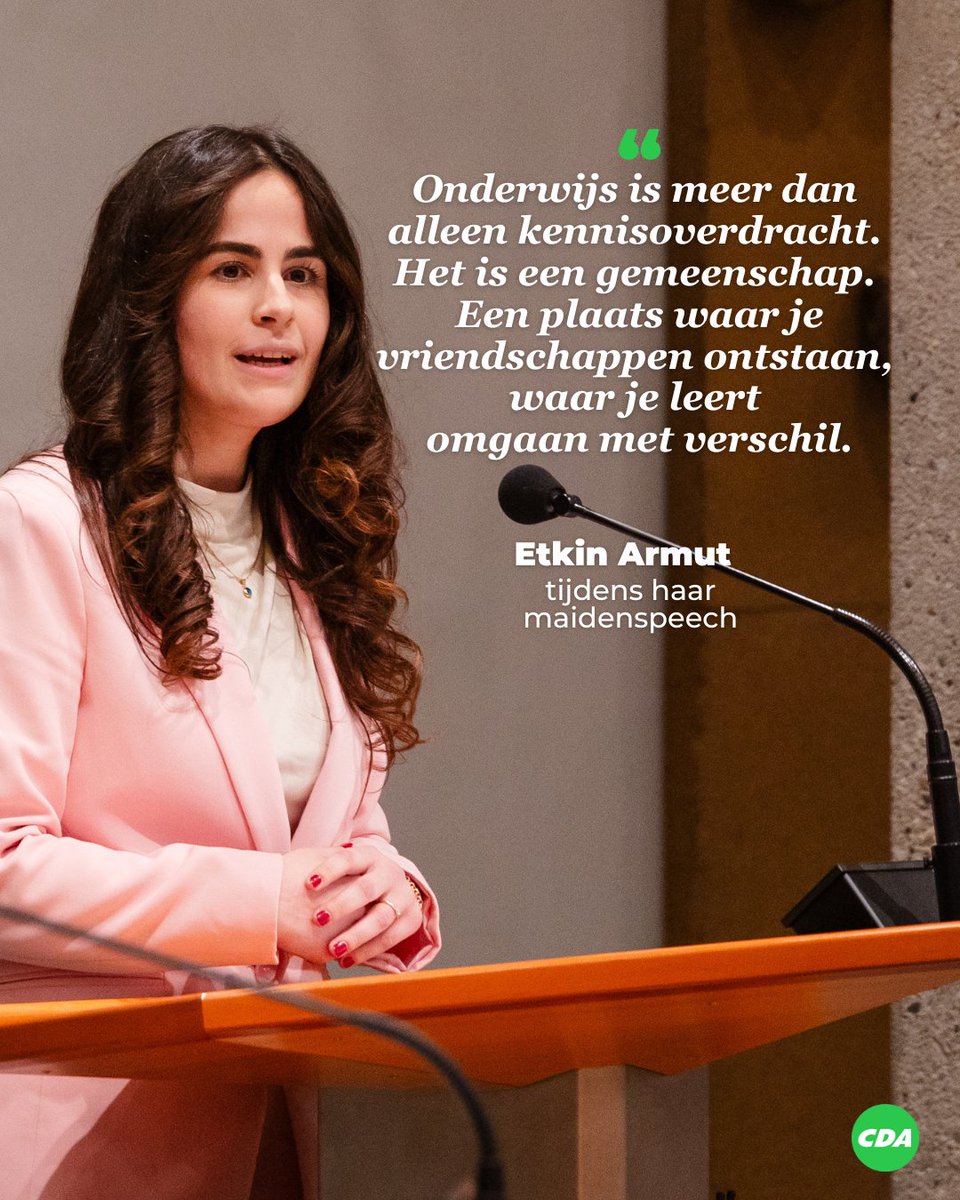 👇🏻”Onderwijs is meer dan alleen kennisoverdracht."

Etkin Armut tijdens haar maidenspeech. Lees de gehele inbreng via de link in de reacties. 💚