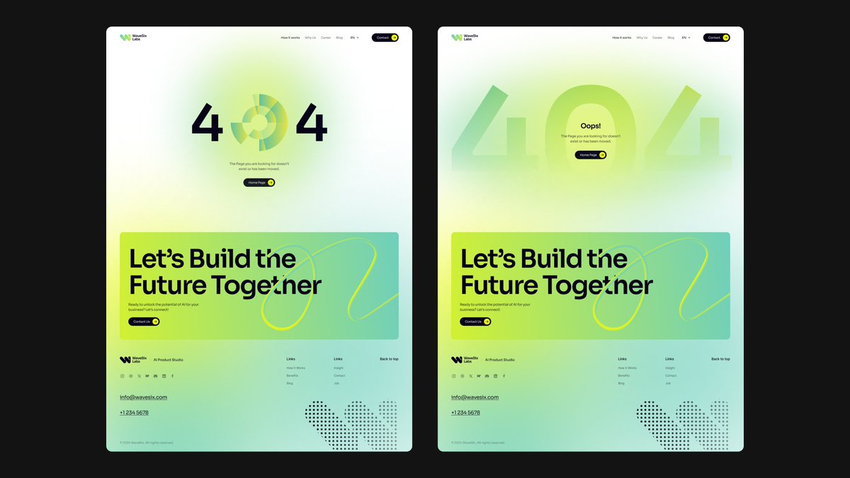 Ryansaedii's tweet image. Two versions of a 404 page I designed for a client, created entirely without AI.
Which one do you think they picked?!

Crafted at kabarza.com