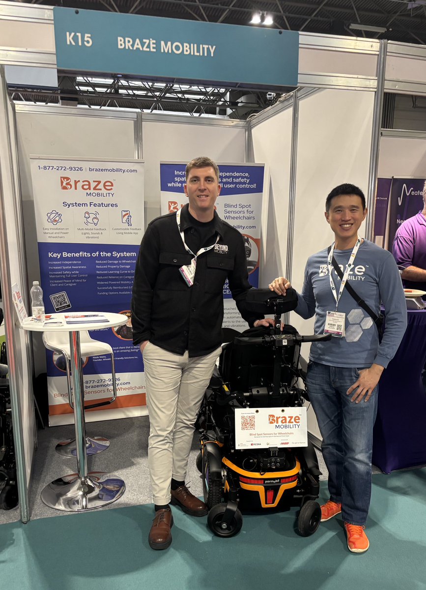 BrazeMobility's tweet image. Day 1 at the #OTShow in Birmingham! 🎉
Our first time exhibiting — and we’re here with our UK distributor Beyond Mobility showcasing Braze Mobility’s Blind Spot Sensors &amp;amp; Backup Camera.
Come see us at Booth K15!

#AssistiveTech #MobilityInnovation #SmartWheelchairs #Accessibility