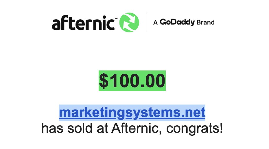 MarketingSystems .net
has sold at @Afternic for $100!

but under 60 day lock period.🙄

#domain
