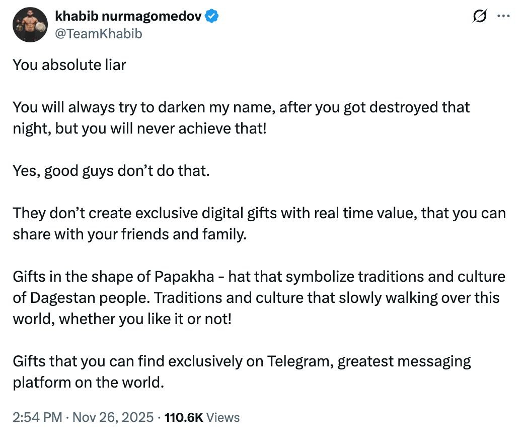 Conor McGregor and Khabib are arguing on X about TON NFTs, what part of the cycle are we in?