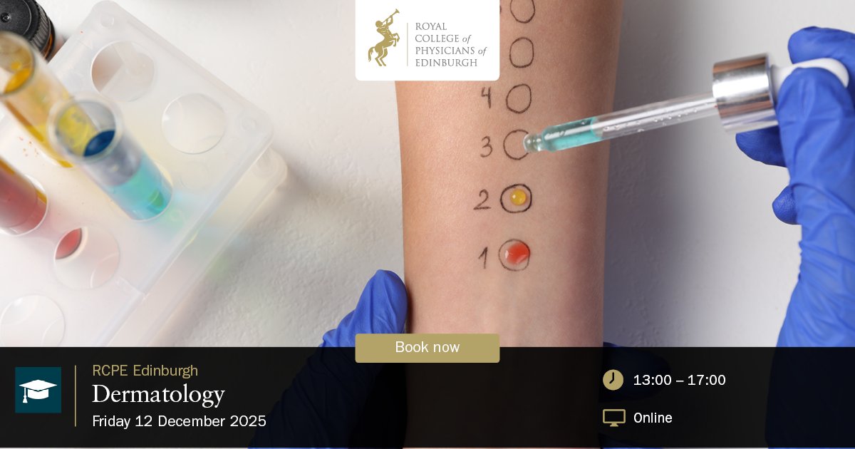 RCPEdinTrainees's tweet image. Bookings now open for the RCPE Dermatology Course on Friday 12 December, 13:00 –17:00.

Join us to explore the changing face of dermatology, from AI and melanoma to topical steroid withdrawal and sunlight.

Free for RCPE Student Members.
Register: rcpe.ac.uk/events/dermato…