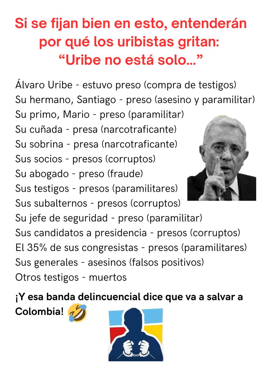XPost1A's tweet image. Los Uribe son una familia de bandidos.