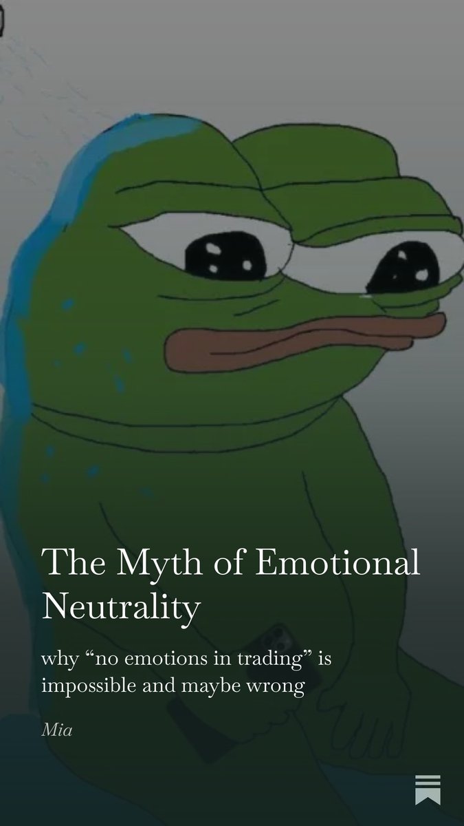 Bois gather round, we’re talking emotions today.

When you first get into trading, everyone tells you the same thing. Trade without emotion. Why?

Emotion is information. Separates a seasoned trader from someone who just memorized a playbook.

Go read it

0xmiawallace.substack.com/p/the-myth-of-…