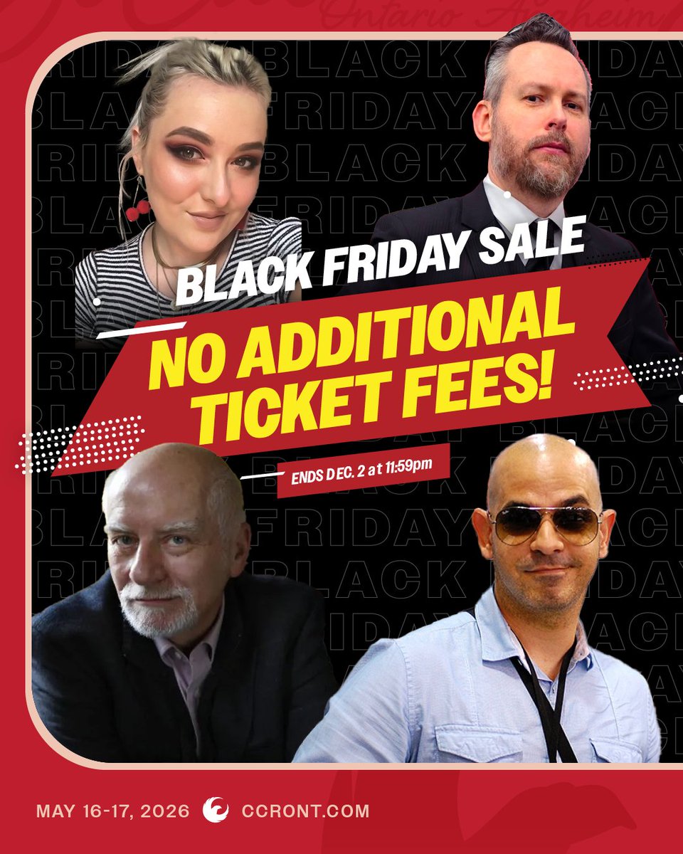 ComicConRvltn's tweet image. 🛒 No Additional Ticket Fees + Early Bird Discount Pricing = The BEST value in comic &amp;amp; pop culture cons around!

Tickets: CCRTix.com
#comicconrevolution #comiccon #inlandempire #ontariocalifornia #losangeles #socal #blackfriday #blackfriday2025 #blackfridaysale