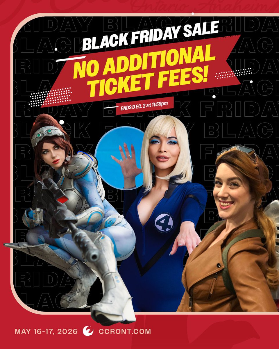 ComicConRvltn's tweet image. 🛒 No Additional Ticket Fees + Early Bird Discount Pricing = The BEST value in comic &amp;amp; pop culture cons around!

Tickets: CCRTix.com
#comicconrevolution #comiccon #inlandempire #ontariocalifornia #losangeles #socal #blackfriday #blackfriday2025 #blackfridaysale